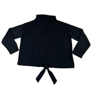 Banana Republic Women's Size L Black Mock Neck Tie Front Long Sleeve Top